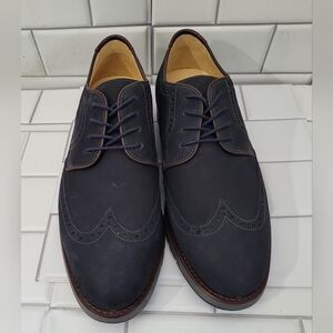 Johnson & Murphy Martell Mens Wingtip Oxford Shoe Navy Blue Nubuck Leather Size